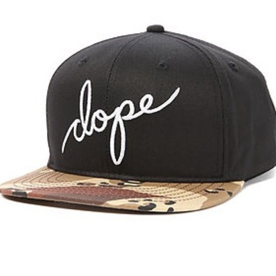 Dope signature script snapback in woodland camo
