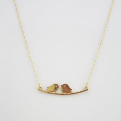 Two birds on a branch necklace