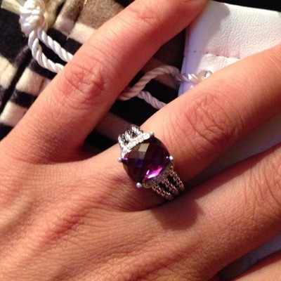 100% new authentic david yurman amethysts & diamond ring