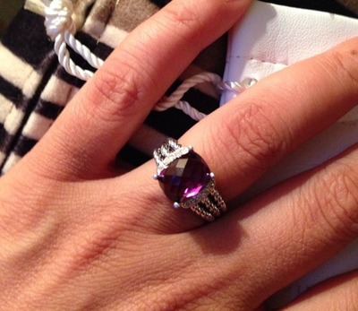 100% New Authentic David Yurman Amethysts & Diamond Ring