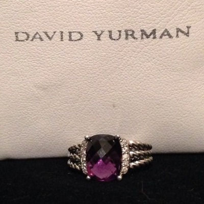 100% new authentic david yurman amethysts & diamond ring