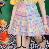 Pastel Color Block Pleated Skirt - Thumbnail 1