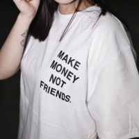 Free Shipping-"MAKE MONEY NOT FRIENDS" TEE IN WHITE - Thumbnail 4