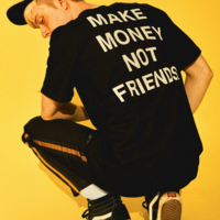 Free Shipping-"MAKE MONEY NOT FRIENDS" TEE IN BLACK - Thumbnail 4