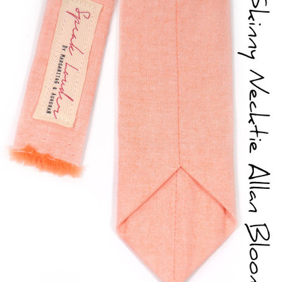 Mens tie skinny necktie coral chambray tie