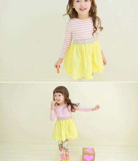 Pink Stripe Eyelet Dress