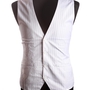 White Embroidered Pinstripe Vest Waistcoat-2