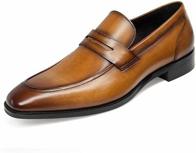 Handmade Men's Loafer Shoes, Men's Tan Brown Leather Loafer Slips Formal Shoes.