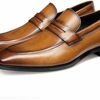 Handmade Men's Loafer Shoes, Men's Tan Brown Leather Loafer Slips Formal Shoes. - Thumbnail 1