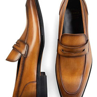 Handmade Men's Loafer Shoes, Men's Tan Brown Leather Loafer Slips Formal Shoes. - Thumbnail 2