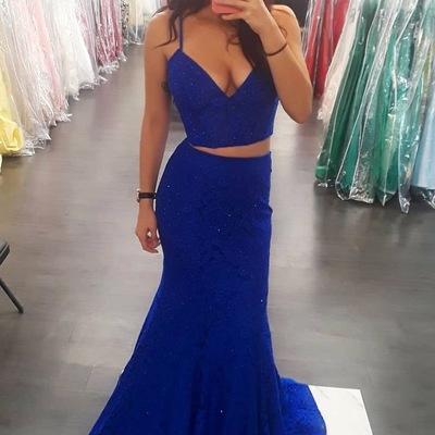 Sexy two piece mermaid prom dresses with lace - Thumbnail 5