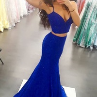 Sexy Two Piece Mermaid Prom Dresses with Lace - Thumbnail 1