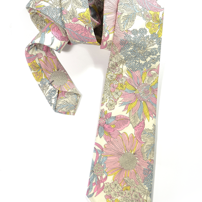  men necktie  pink, yellow and grey flowers tie