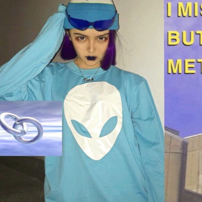 Harajuku Alien Print Sweatshirt