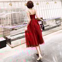 Burgundy sweetheart neck short prom dress, homecoming dress - Thumbnail 4