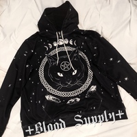 New cute cat dark power star stone fallen dark five-pointed star hoodie - Thumbnail 4