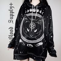 New cute cat dark power star stone fallen dark five-pointed star hoodie - Thumbnail 1