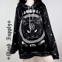 New cute cat dark power star stone fallen dark five-pointed star hoodie - Thumbnail 2