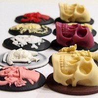 10 Different 40x30 mm Cameos, Gothic Skulls, Gun n Roses, Plus Zombies, Unset in All Colors - Thumbnail 2