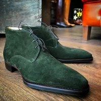 Handmade Men's Chukka Boot, Men's green Suede Casual Chukka Lace Up Boot - Thumbnail 1