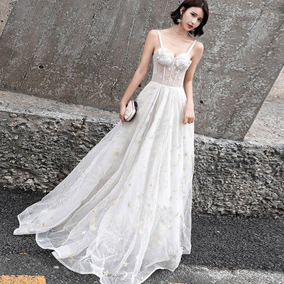 Stylish sweetheart neck tulle long prom dress, evening dress - Thumbnail 1