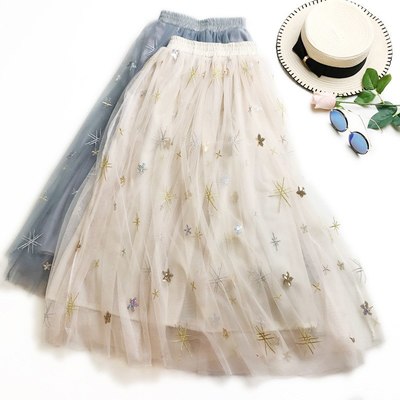 Beautiful elastic waist stars design boho skirts - Thumbnail 2