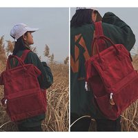 Stylish Solid Color Corduroy Backpacks - Thumbnail 2