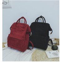 Stylish Solid Color Corduroy Backpacks - Thumbnail 4