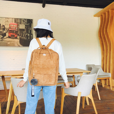 Vintage style corduroy women's backpacks schol bags