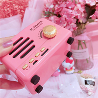 Retro fashion pink bluetooth speaker small stereo mini mobile phone audio - Thumbnail 4