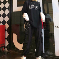 Tide the Darkness Letters Print Patchwork T-shirt - Thumbnail 4