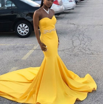 Sweetheart Mermaid Long Prom Dresses Waist with Beaded