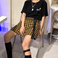 Checker Plaid Pocket A-line Skirt - Thumbnail 4