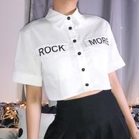 ROCK MORE Printed Polo Collar Shirt Top - Thumbnail 1
