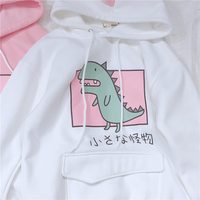 Cute Dinosaur Pattern Hooded Sweatshirt Pullover - Thumbnail 2