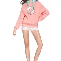 Casual Kawaii Doughnut Pattern Hooded Sweatshirt - Thumbnail 4