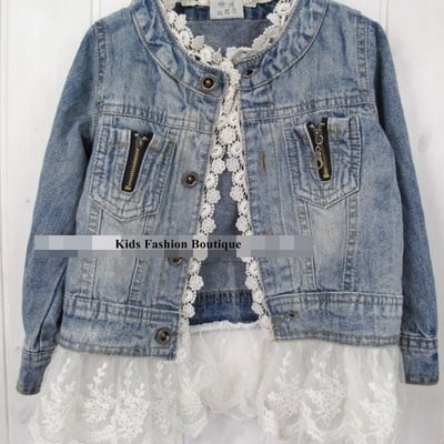 Girls jeans jacket with zippers. 100% cotton