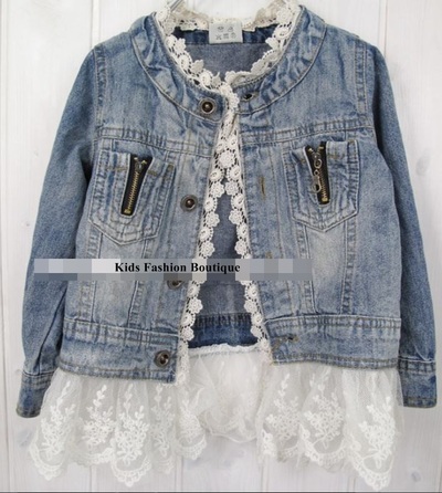 Girls jeans jacket with zippers. 100% cotton