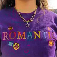 ROMANTIC Flowers Heart Embroidery Purple Tee - Thumbnail 2