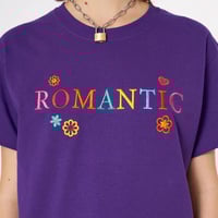 ROMANTIC Flowers Heart Embroidery Purple Tee - Thumbnail 3