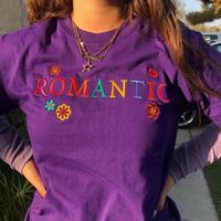 ROMANTIC Flowers Heart Embroidery Purple Tee - Thumbnail 4