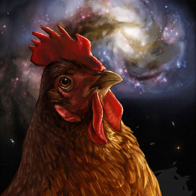 8x10 behold - cosmic chicken print