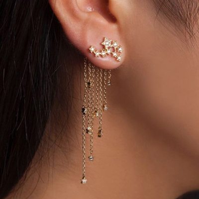 Crystal Stars Gold Earrings