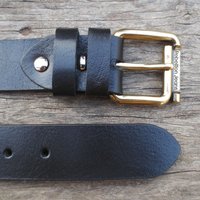 Men's Black Leather Belt,Groom Gift, Leather Belt Men - Thumbnail 3