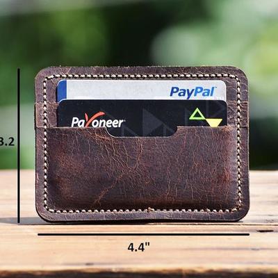 Handmade personalize minimal hand stitched card,personalized card holder, leather card holder.