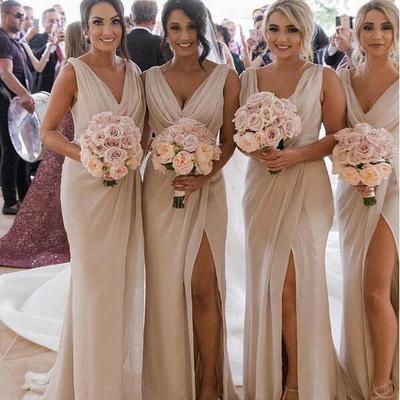 V neck split side bridesmaid dresses - Thumbnail 5