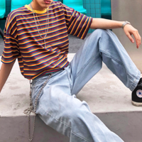 Free Shipping-ULZZANG STRIPED TEE - Thumbnail 1