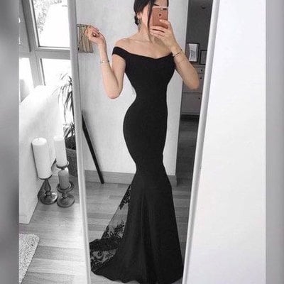 Black off the shoulder mermaid prom dresses - Thumbnail 5
