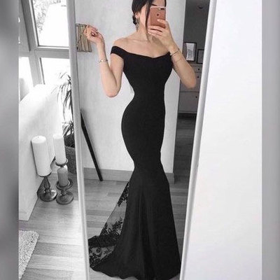 Black Off the Shoulder Mermaid Prom Dresses