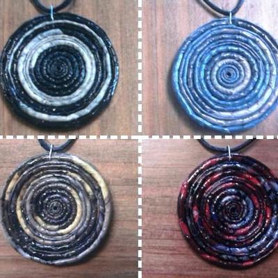 Recycled magazine necklace